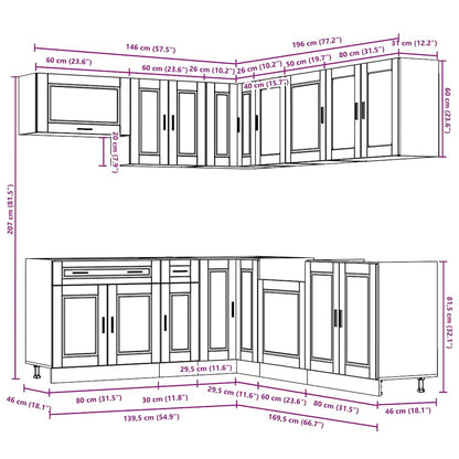 Set Mobili Da Cucina 11 Pz Porto Neri Legno Multistrato