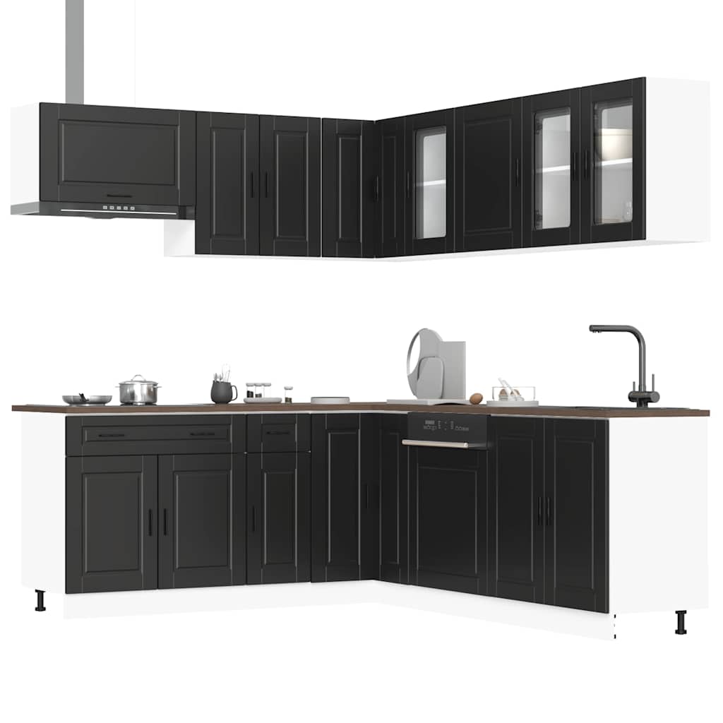 Set Mobili Da Cucina 11 Pz Porto Neri Legno Multistrato