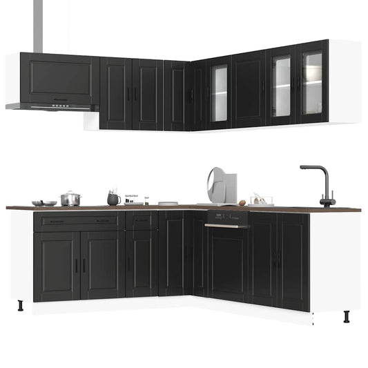 Set Mobili Da Cucina 11 Pz Porto Neri Legno Multistrato