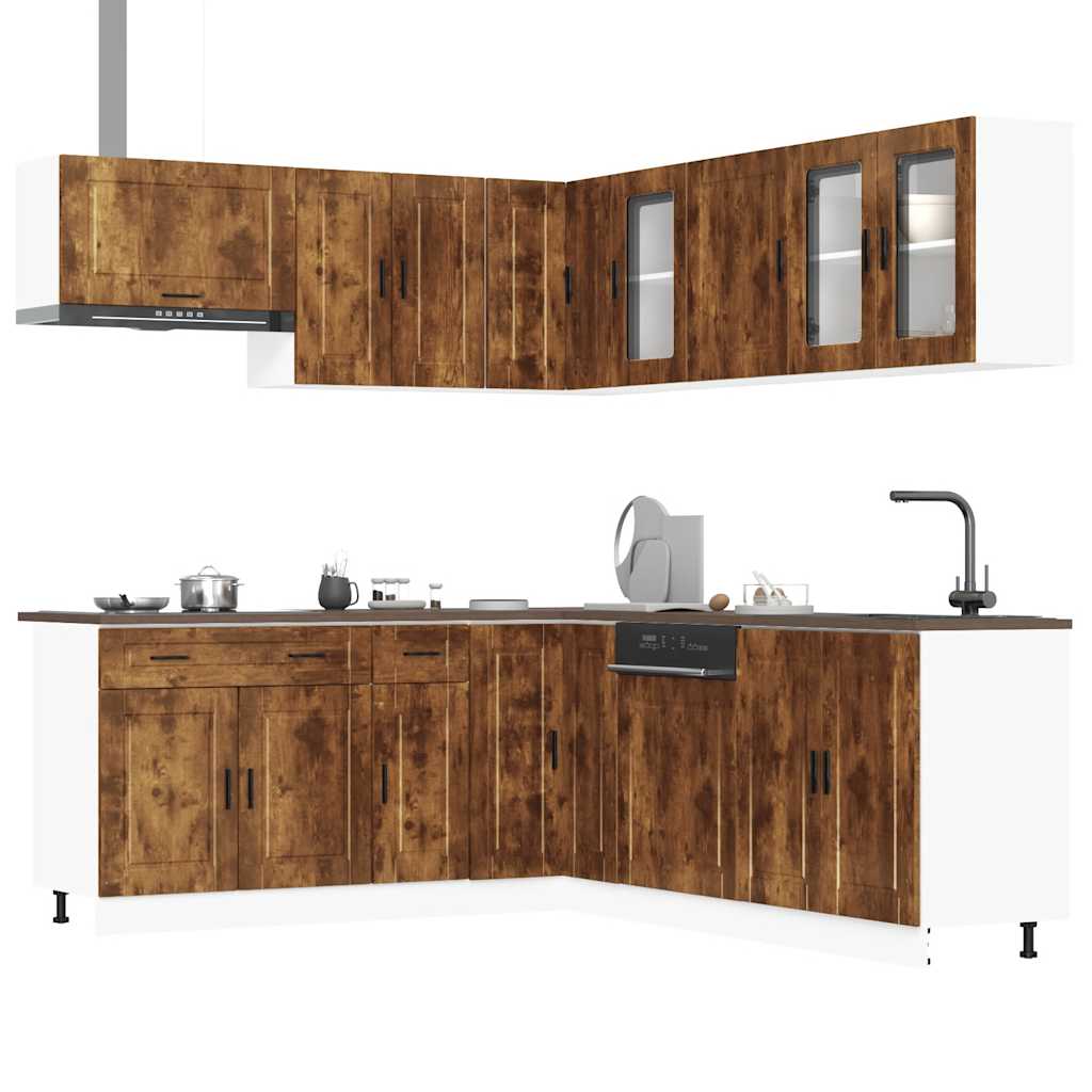 Set Mobili Da Cucina 11 Pz Porto Neri Legno Multistrato