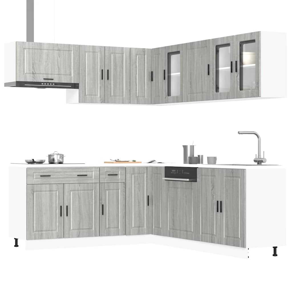 Set Mobili Da Cucina 11 Pz Porto Neri Legno Multistrato