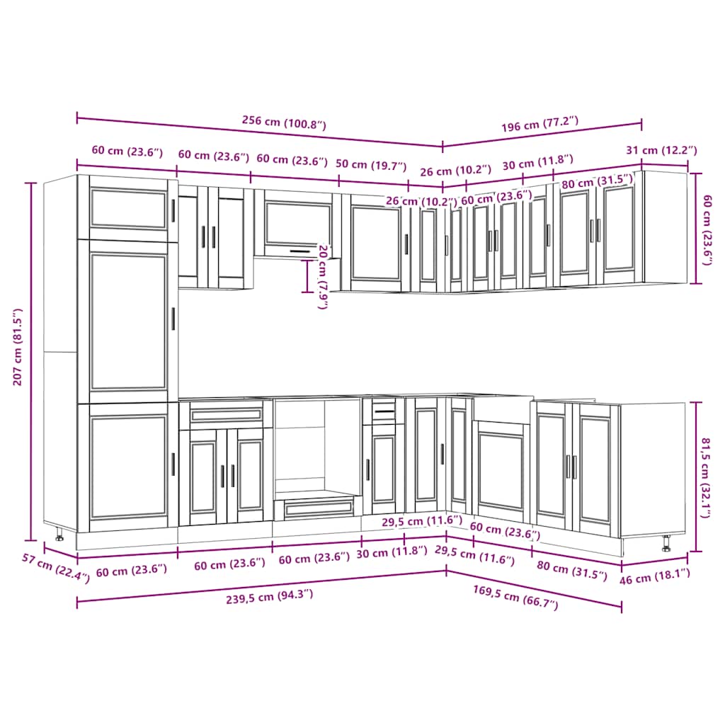 Set Mobili Da Cucina 14 Pz Porto Bianchi Legno Multistrato