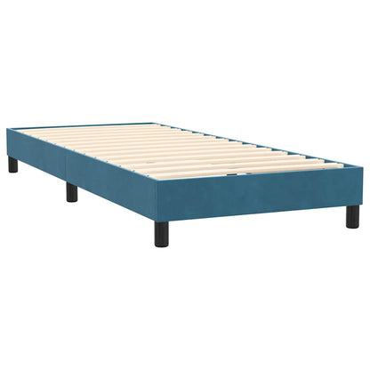 Letto A Molle Con Materasso E Led Blu Scuro 100X220 Cm In Velluto Verde Scuro