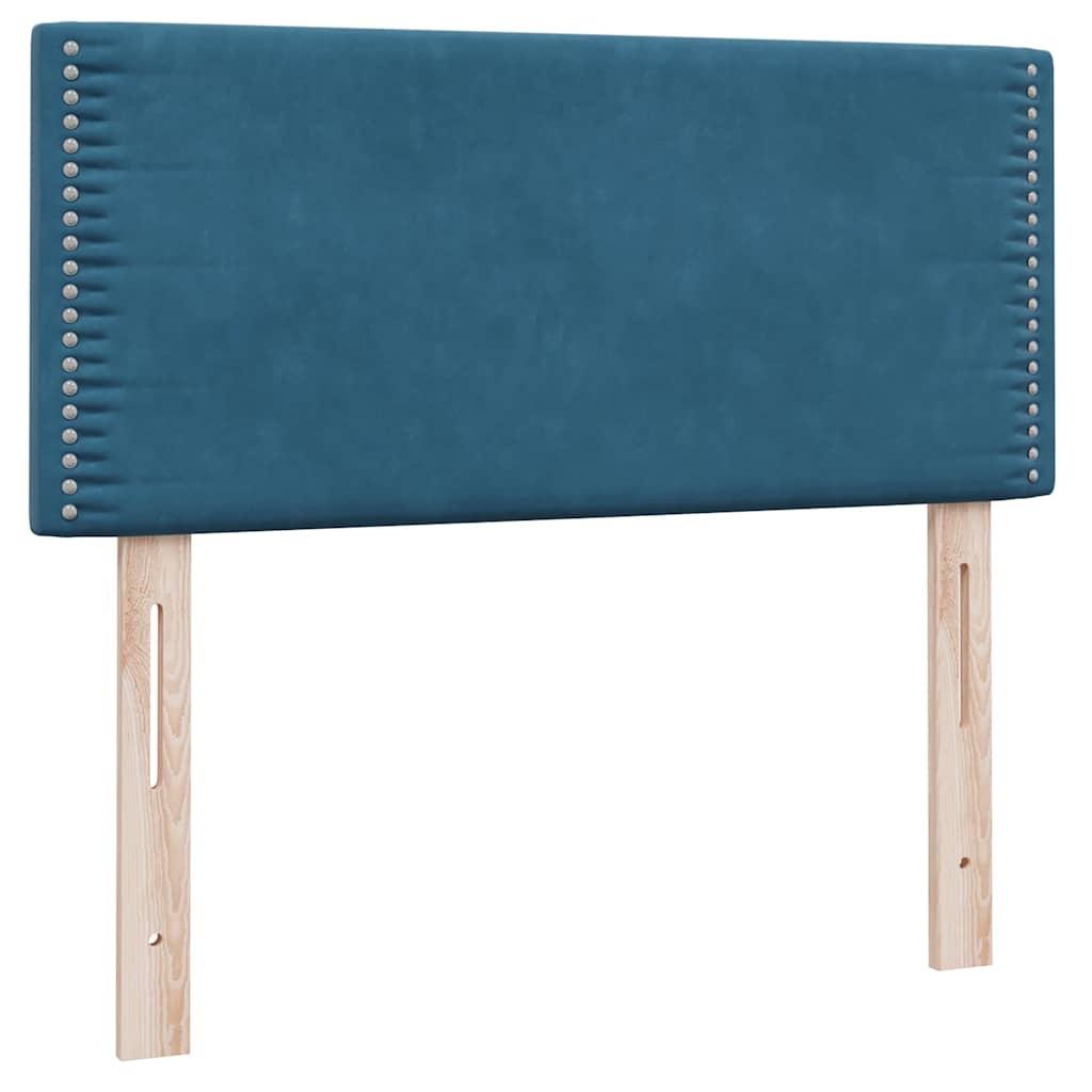 Letto A Molle Con Materasso E Led Blu Scuro 100X220 Cm In Velluto Verde Scuro