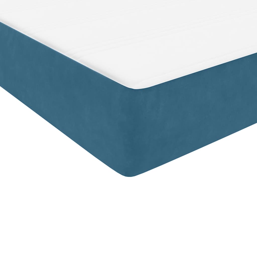 Letto A Molle Con Materasso E Led Blu Scuro 100X220 Cm In Velluto Verde Scuro