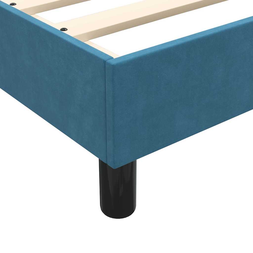 Letto A Molle Con Materasso E Led Blu Scuro 100X220 Cm In Velluto Verde Scuro