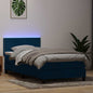 Letto A Molle Con Materasso E Led Blu Scuro 100X220 Cm In Velluto Verde Scuro