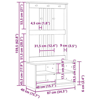 Albero Da Ingresso Sandnes 87X40X159,5 Cm In Legno Di Pino