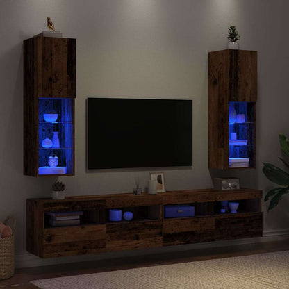 Mobili Tv Con Luci Led 2 Pz 30,5X30X102 Cm