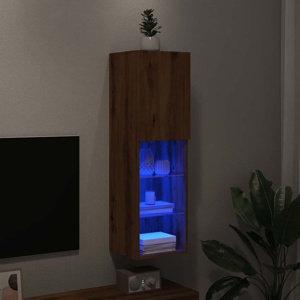 Mobili Tv Con Luci Led 2 Pz 30,5X30X102 Cm