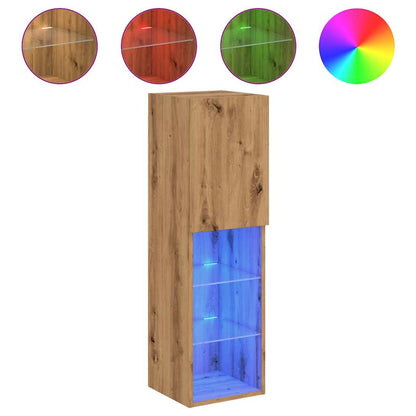 Mobili Tv Con Luci Led 2 Pz 30,5X30X102 Cm