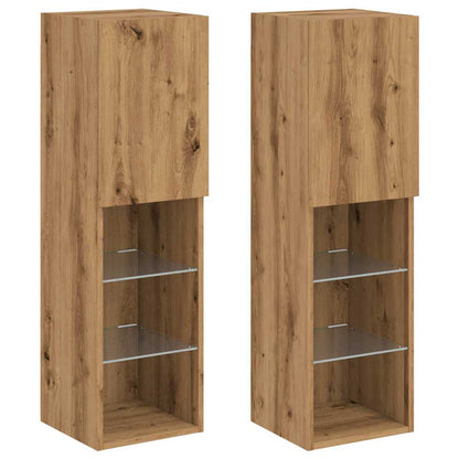 Mobili Tv Con Luci Led 2 Pz 30,5X30X102 Cm