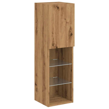Mobili Tv Con Luci Led 2 Pz 30,5X30X102 Cm