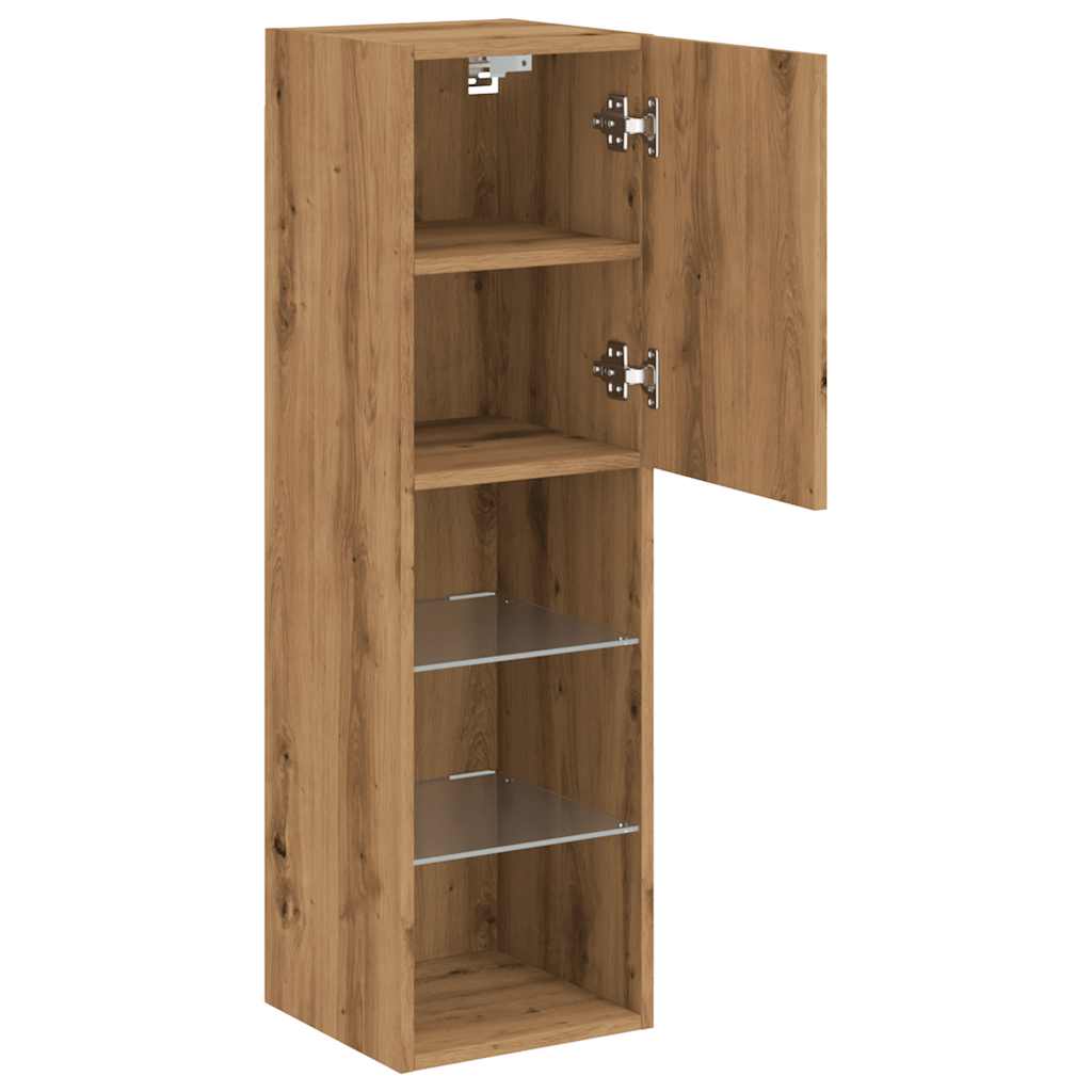 Mobili Tv Con Luci Led 2 Pz 30,5X30X102 Cm