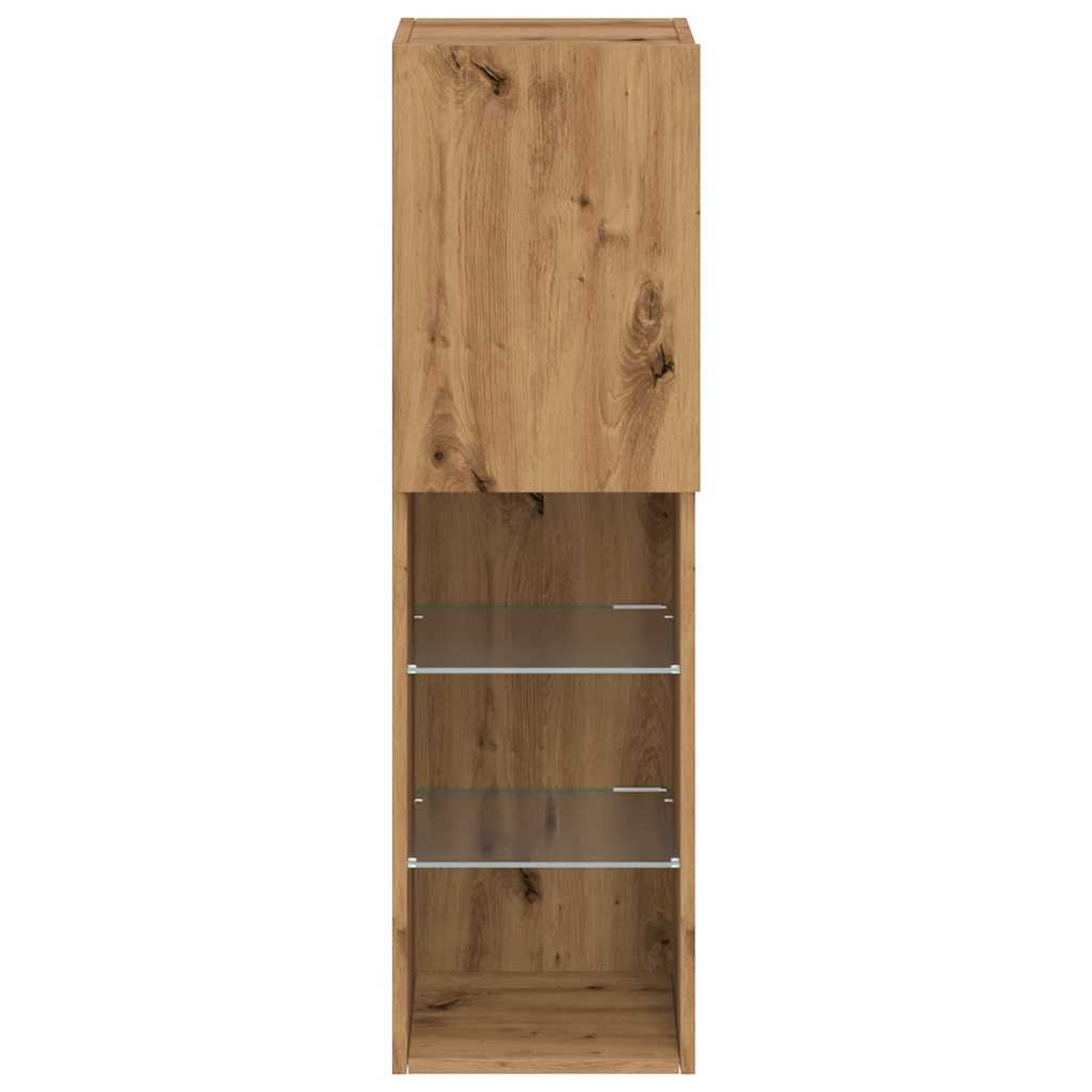 Mobili Tv Con Luci Led 2 Pz 30,5X30X102 Cm