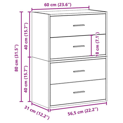 Armadi Con 2 Cassetti 2 Pz 60X31X40 Cm Truciolato