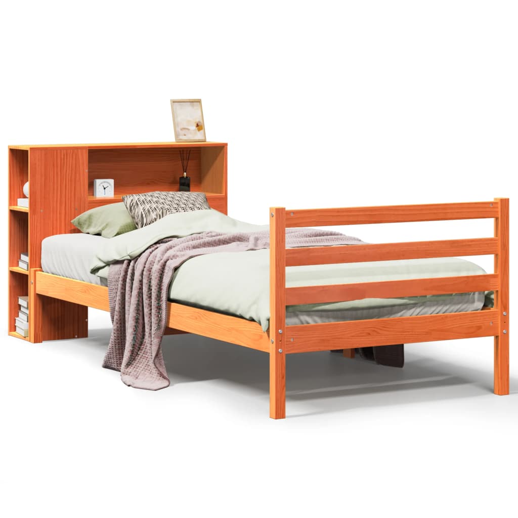 Letto Libreria Senza Materasso Marrone Cera 100X200 Cm Legno