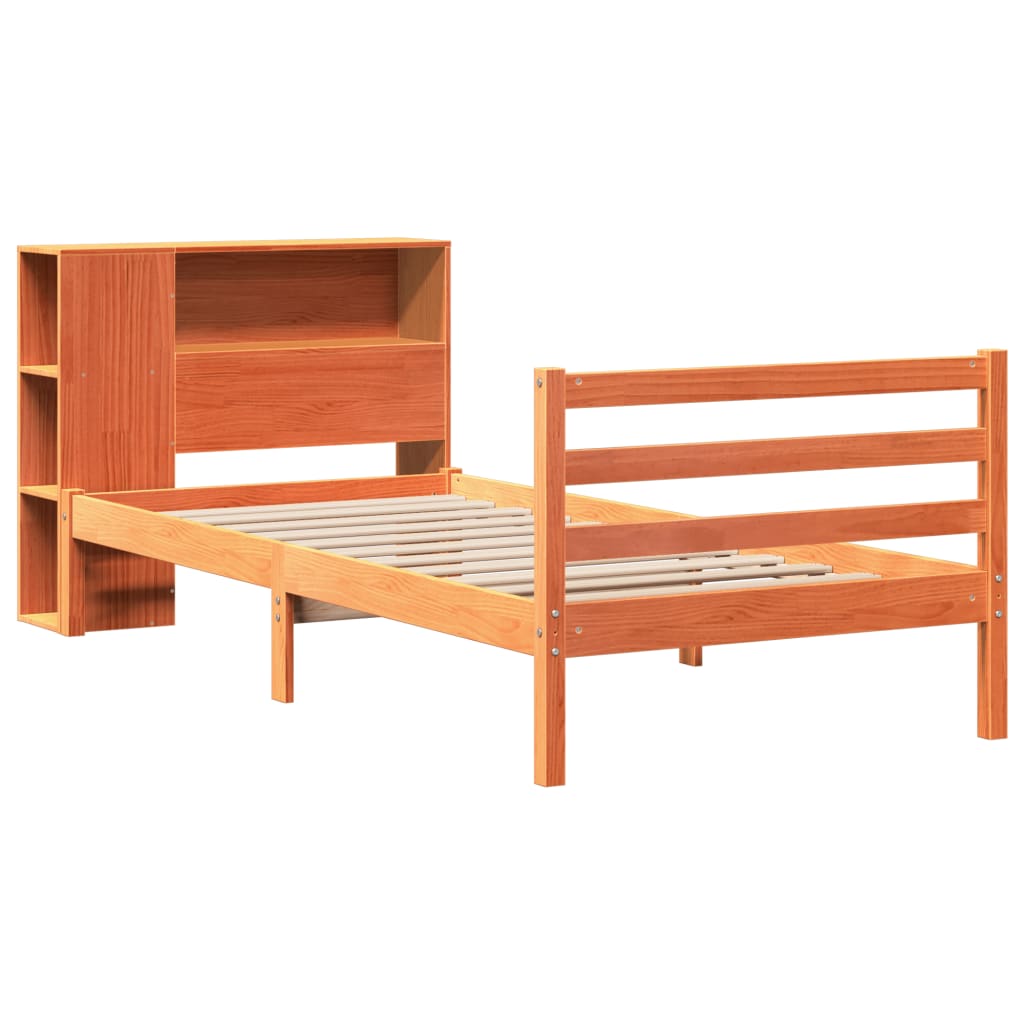 Letto Libreria Senza Materasso Marrone Cera 100X200 Cm Legno
