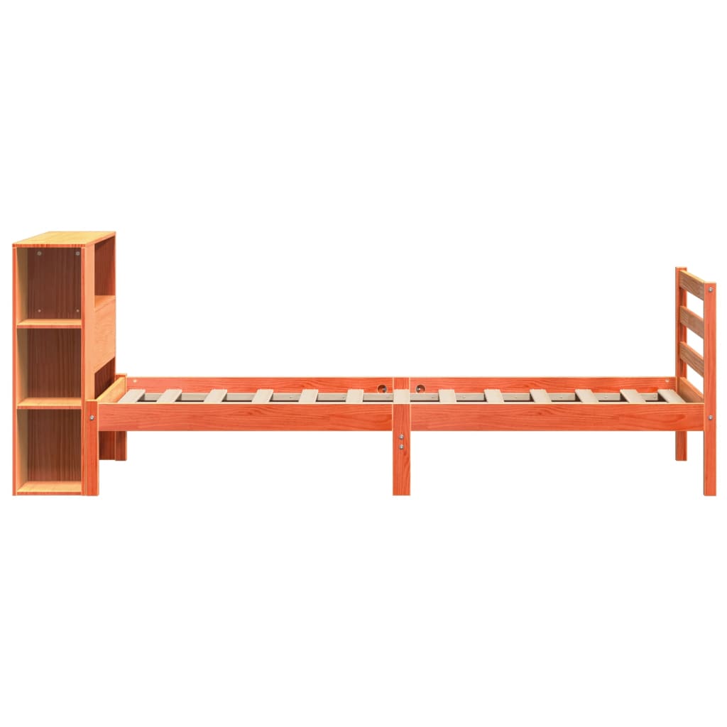 Letto Libreria Senza Materasso Marrone Cera 100X200 Cm Legno