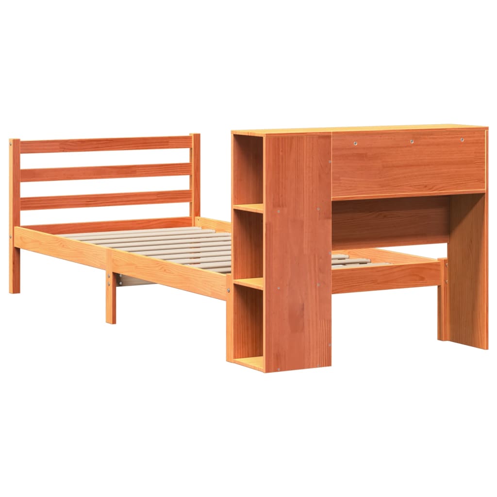 Letto Libreria Senza Materasso Marrone Cera 100X200 Cm Legno