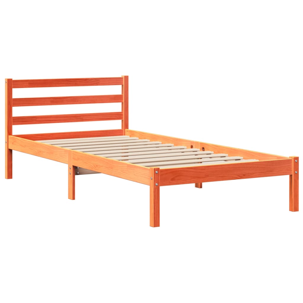 Letto Libreria Senza Materasso Marrone Cera 100X200 Cm Legno