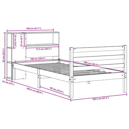 Letto Libreria Senza Materasso Marrone Cera 100X200 Cm Legno