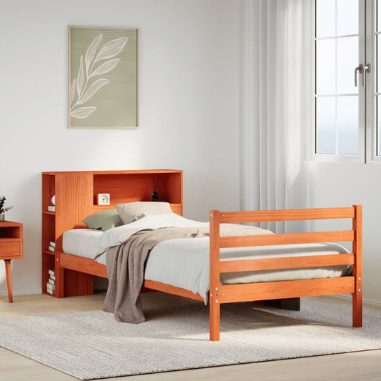 Letto Libreria Senza Materasso Marrone Cera 100X200 Cm Legno