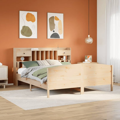 Letto Libreria Senza Materasso Legno Massello Pino