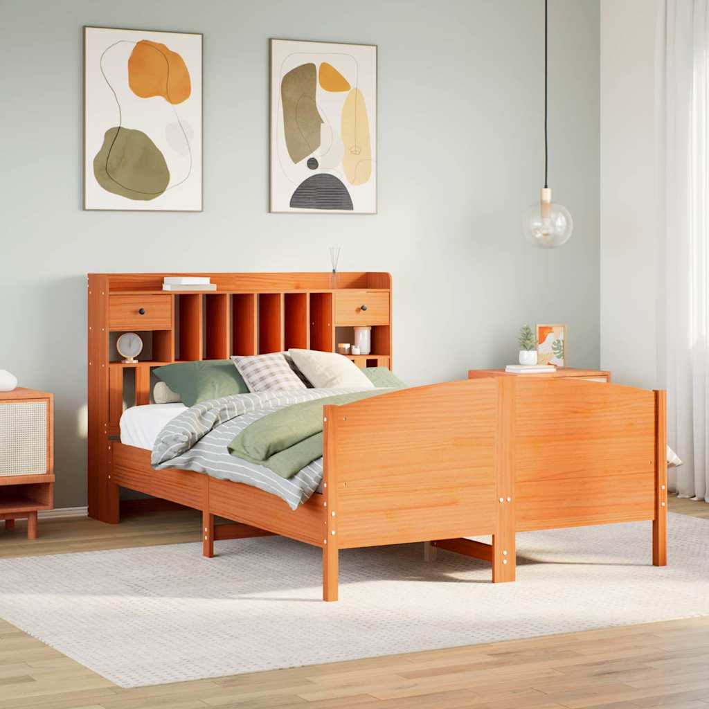 Letto Libreria Senza Materasso Legno Massello Pino