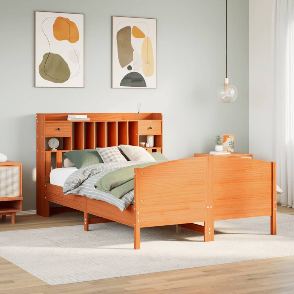 Letto Libreria Senza Materasso Legno Massello Pino