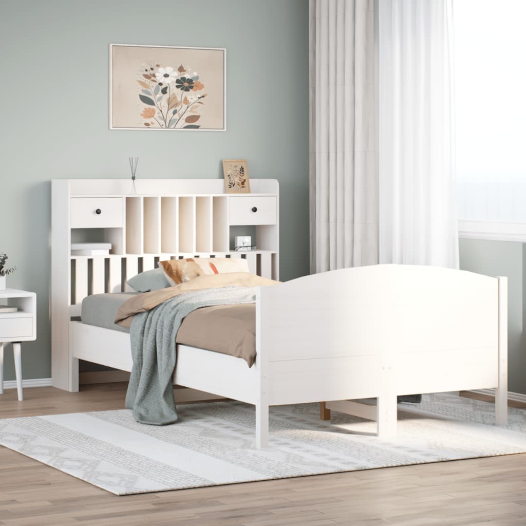 Letto Libreria Senza Materasso Legno Massello Pino
