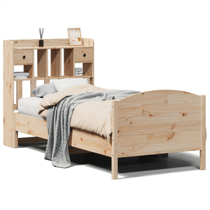 Letto Libreria Senza Materasso Legno Massello Pino