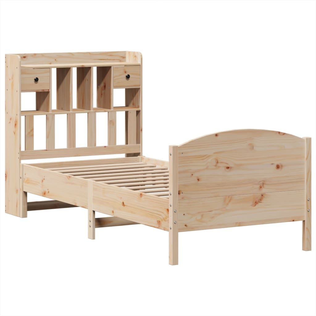 Letto Libreria Senza Materasso Legno Massello Pino