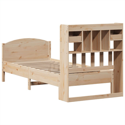 Letto Libreria Senza Materasso Legno Massello Pino