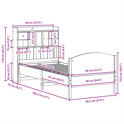 Letto Libreria Senza Materasso Legno Massello Pino