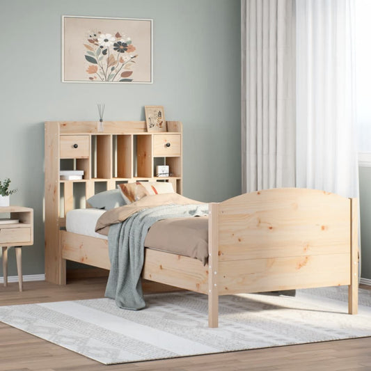 Letto Libreria Senza Materasso Legno Massello Pino