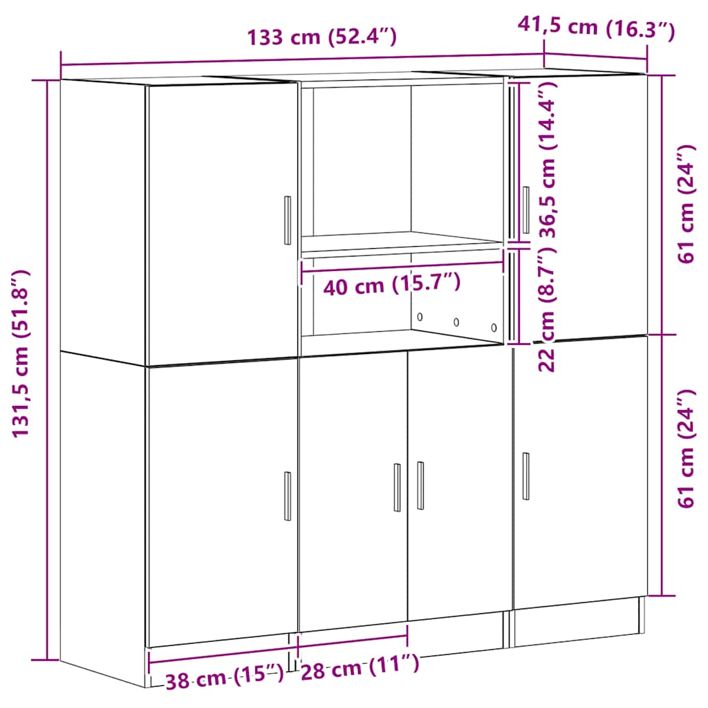 Set Di Mobili Da Cucina 3 Pz In Truciolato