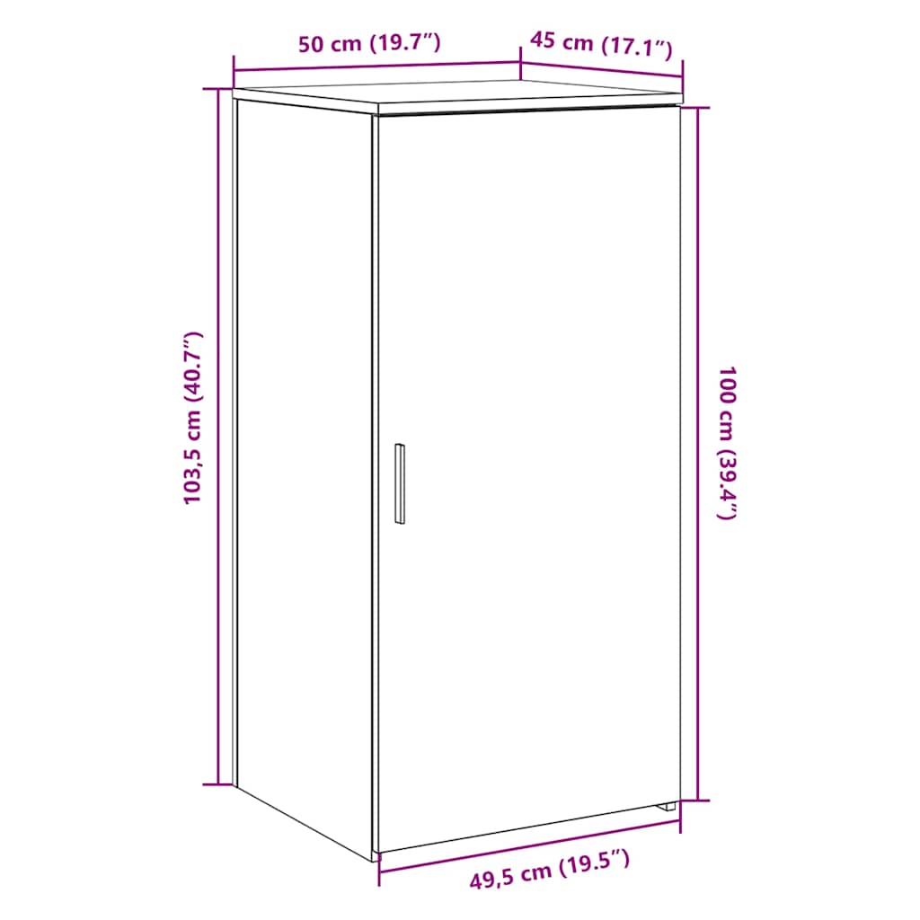 Mobile Portaoggetti 50X45X103,5 Cm In Truciolato Legno Antico