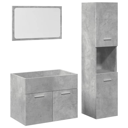 Set Mobili Da Bagno 3 Pz In Legno Multistrato Grigio Cemento
