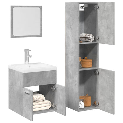 Set Mobili Da Bagno 4 Pz In Legno Multistrato Grigio Cemento