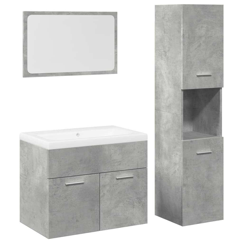 Set Mobili Da Bagno 4 Pz In Legno Multistrato Grigio Cemento