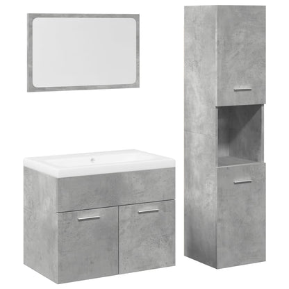 Set Mobili Da Bagno 4 Pz In Legno Multistrato Grigio Cemento