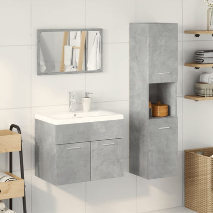 Set Mobili Da Bagno 4 Pz In Legno Multistrato Grigio Cemento