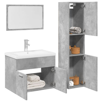 Set Mobili Da Bagno 4 Pz In Legno Multistrato Grigio Cemento