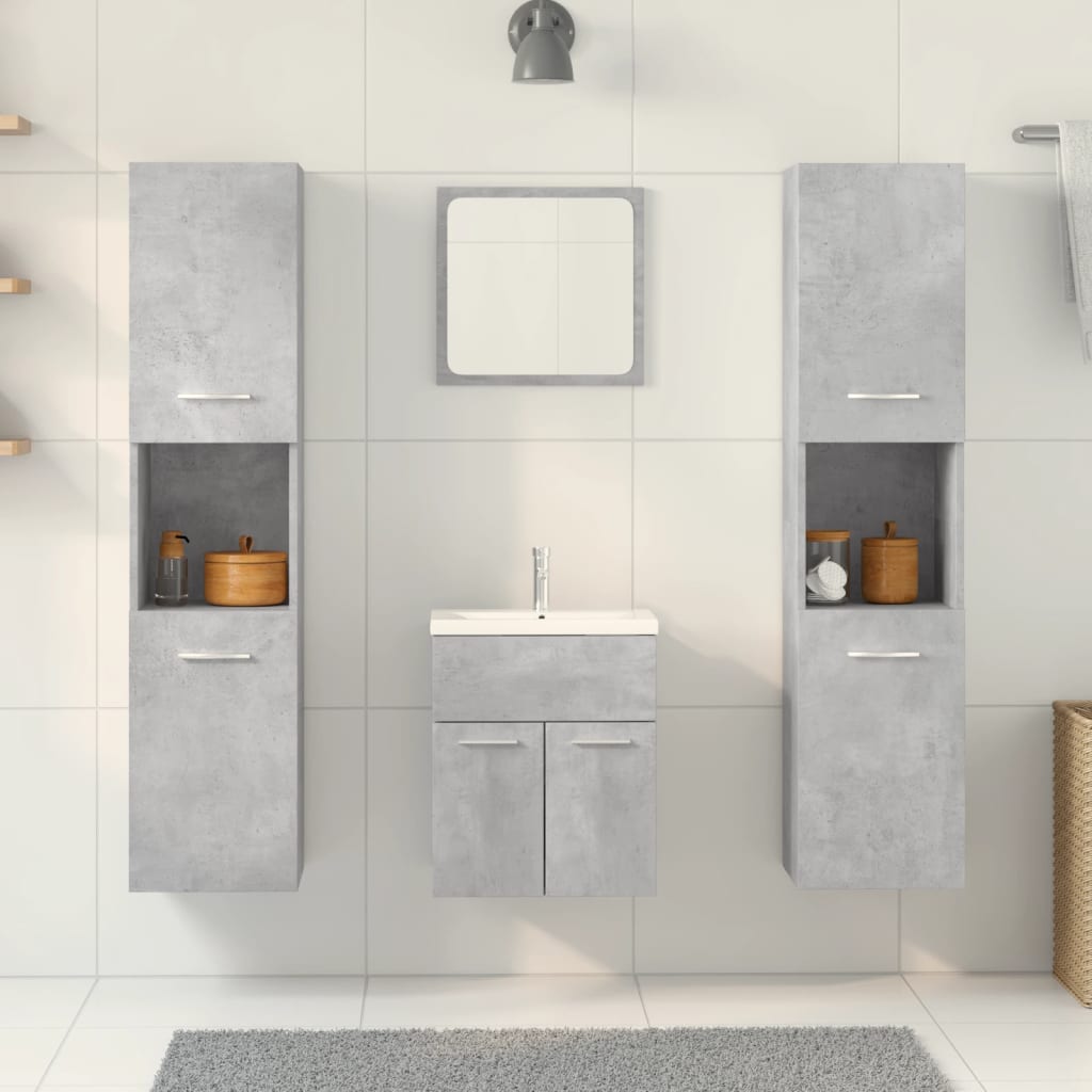 Set Mobili Da Bagno 5 Pz In Legno Multistrato Grigio Cemento