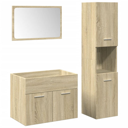 Set Mobili Da Bagno 3 Pz In Legno Multistrato Rovere Sonoma