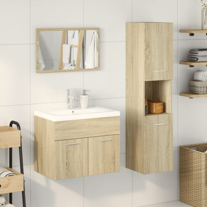 Set Mobili Da Bagno 3 Pz In Legno Multistrato Rovere Sonoma