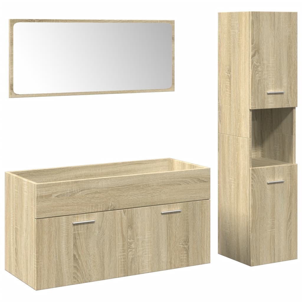 Set Mobili Da Bagno 3 Pz In Legno Multistrato
