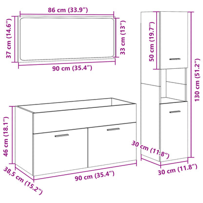 Set Mobili Da Bagno 3 Pz In Legno Multistrato