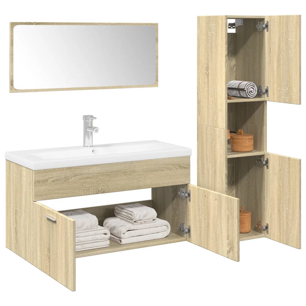Set Mobili Da Bagno 3 Pz In Legno Multistrato